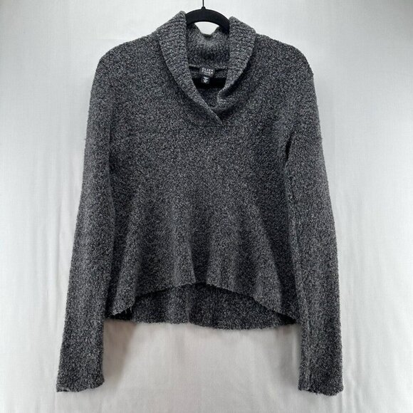 Eileen Fisher Sweater Size PL Boiled Merino Wool  Jumper Shawl Pullover Gray - Picture 1 of 11